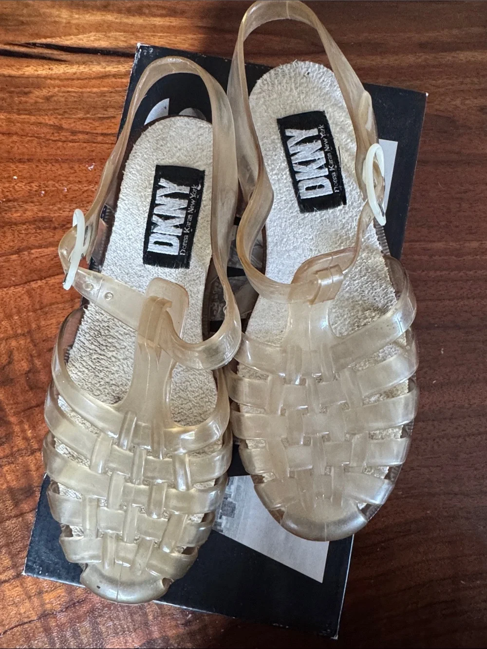 DKNY Jelly Fisherman’s Sandals in Champagne Gold - Comfortable Strappy Design